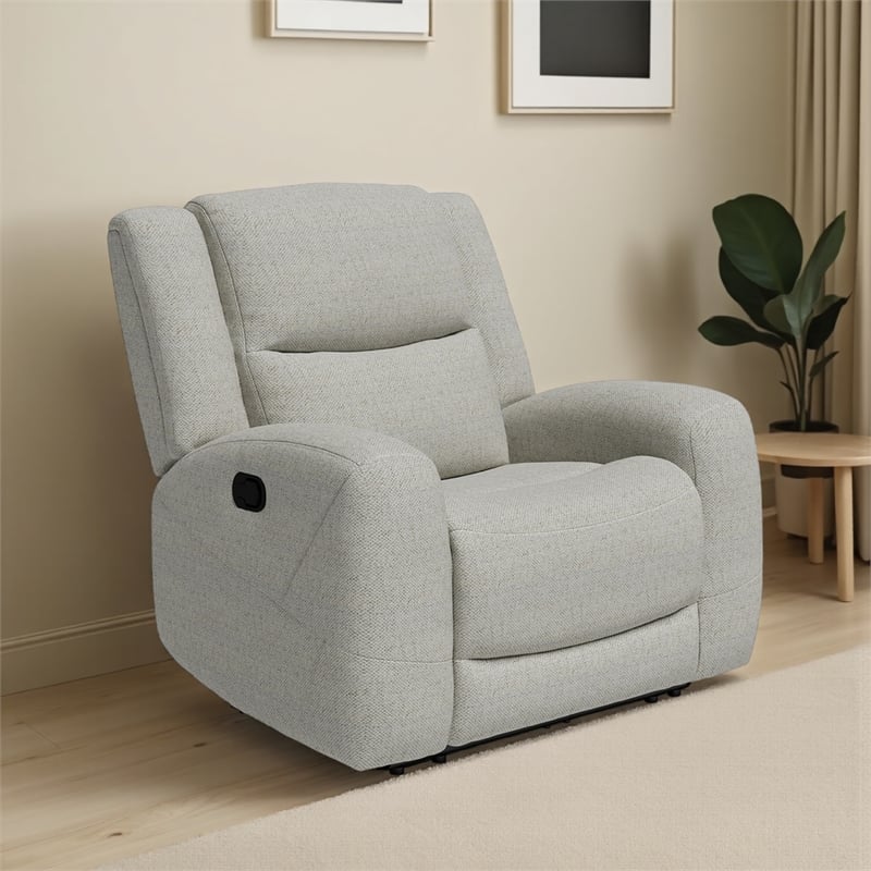 Gira Manual Recliner Chair with Contour Armrest- Wood Frame- Beige Fabric