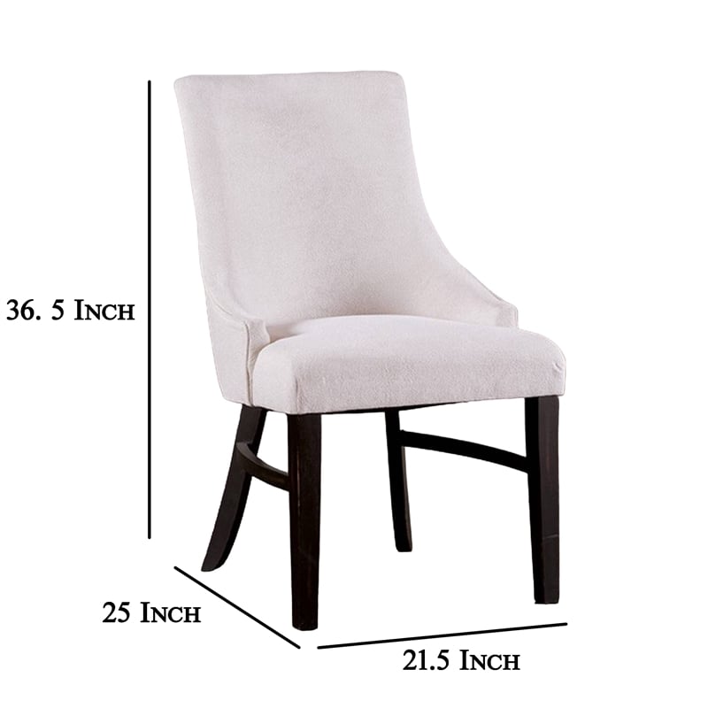 Luke Dining Armchair Set of 2 with Wingbacks- Padded- Black Wood- Beige