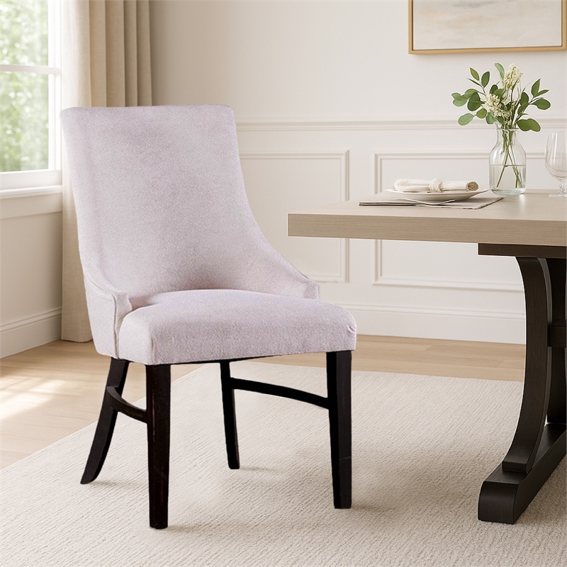 Luke Dining Armchair Set of 2 with Wingbacks- Padded- Black Wood- Beige