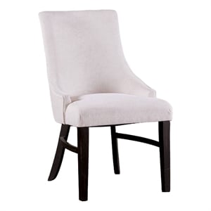 Luke Dining Armchair Set of 2 with Wingbacks- Padded- Black Wood- Beige