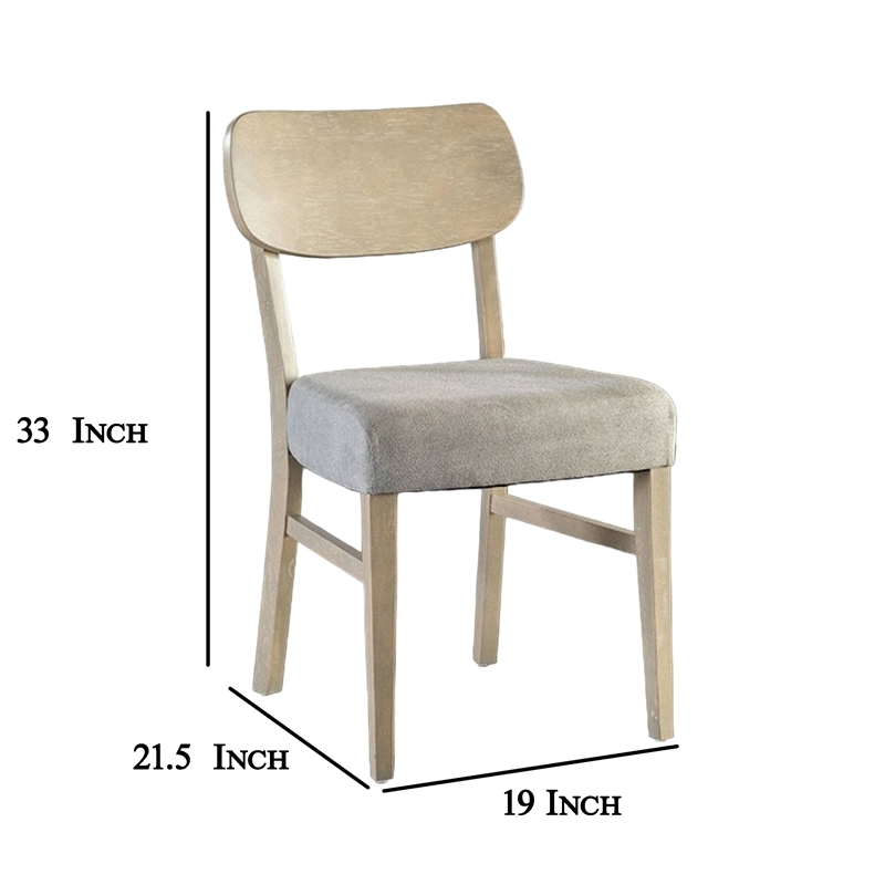 Kene Dining Side Chair Set of 2- Contour Back- Tapered Legs- Gray Fabric