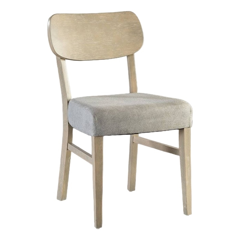 Kene Dining Side Chair Set of 2- Contour Back- Tapered Legs- Gray Fabric