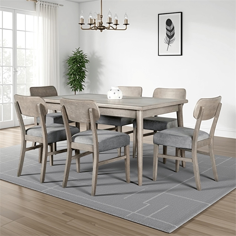 Kene Dining Table- Solid Edge Band- 59 Inch Rectangular Top- Melamine- Gray