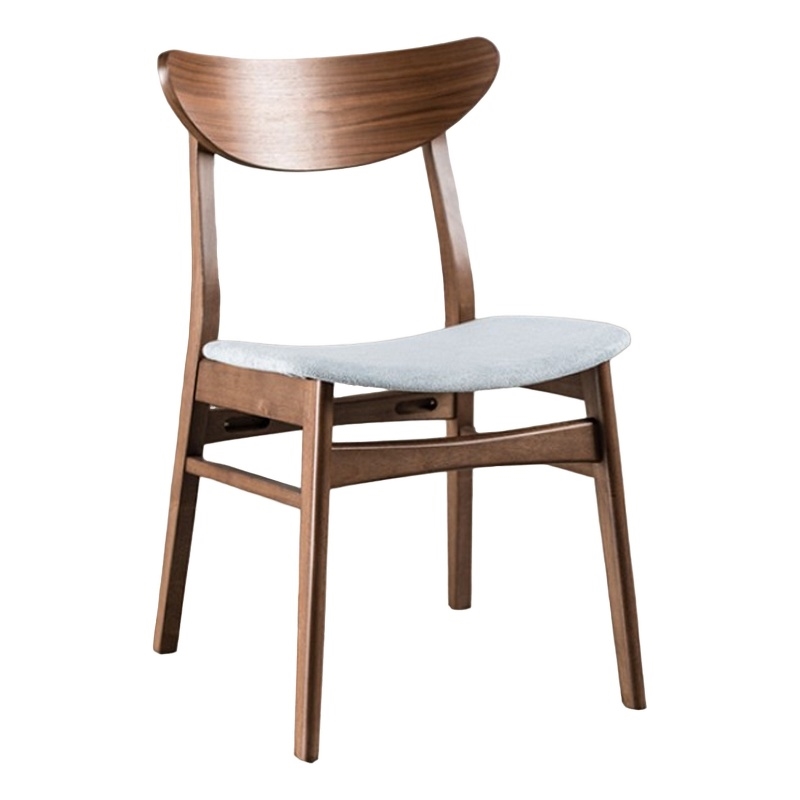 Skie Side Dining Chair Set of 2- Curved Panel Back- Angle Legs- Gray Fabric