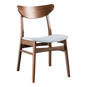 Skie Side Dining Chair Set of 2- Curved Panel Back- Angle Legs- Gray Fabric