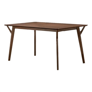 Skie Dining Table- 59 Inch Rectangular Top- Angled Legs- Brown Solid Wood
