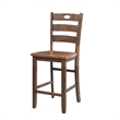 Lasie 5 Piece Dining Table Set- 4 Chairs- Slatted Backs- Brown Solid Wood