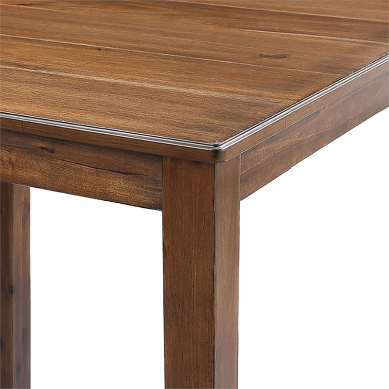 Lasie 5 Piece Dining Table Set- 4 Chairs- Slatted Backs- Brown Solid Wood