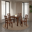 Lasie 5 Piece Dining Table Set- 4 Chairs- Slatted Backs- Brown Solid Wood