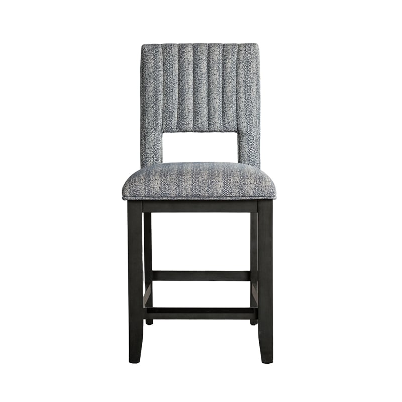 Manny Counter Height Chair Set of 2- Bluish Gray Fabric Seat and Back