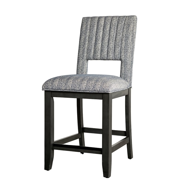 Manny Counter Height Chair Set of 2- Bluish Gray Fabric Seat and Back