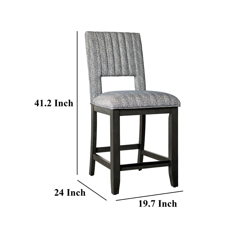Manny Counter Height Chair Set of 2- Bluish Gray Fabric Seat and Back