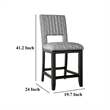 Manny Counter Height Chair Set of 2- Bluish Gray Fabric Seat and Back