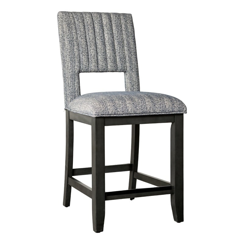 Manny Counter Height Chair Set of 2- Bluish Gray Fabric Seat and Back