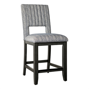 Manny Counter Height Chair Set of 2- Bluish Gray Fabric Seat and Back