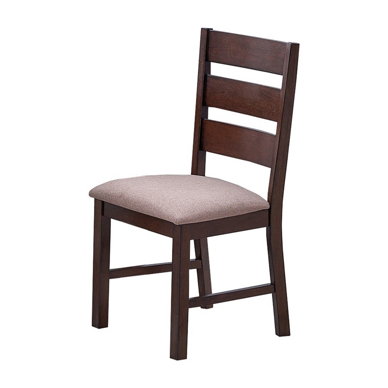 Yuzi Dining Chair Set of 2- Ladder Back- Cherry Brown Solid Wood