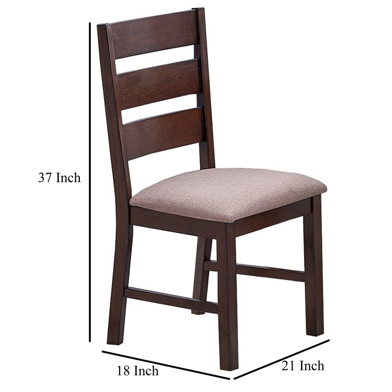 Yuzi Dining Chair Set of 2- Ladder Back- Cherry Brown Solid Wood