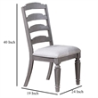 Winie Dining Side Chair Set of 2- Carved- Ladder Back- Light Gray Wood