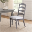 Winie Dining Side Chair Set of 2- Carved- Ladder Back- Light Gray Wood