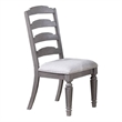 Winie Dining Side Chair Set of 2- Carved- Ladder Back- Light Gray Wood