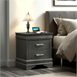 Jean Nightstand- 2 Drawers- Curved Frame- 24 Inch Dark Gray Solid Wood