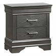 Jean Nightstand- 2 Drawers- Curved Frame- 24 Inch Dark Gray Solid Wood