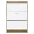 Danny Shoe Storage Cabinet- 3 Tiered- Bottom Shelf- Antiqued White Pine