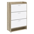 Danny Shoe Storage Cabinet- 3 Tiered- Bottom Shelf- Antiqued White Pine