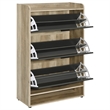 Danny Shoe Storage Cabinet- 3 Tiered- Bottom Shelf- Antiqued Gray Pine