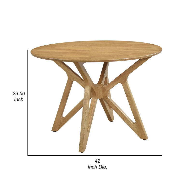 Evans Dining Table- Round Top- Angled Base- Walnut Brown Hardwood- 42 Inch