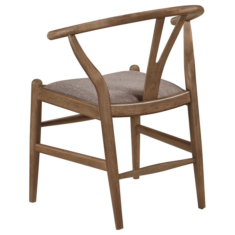 Ellie Dining Chair Set of 2- Y Shape Back- Fabric Seats- Walnut Brown
