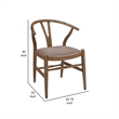 Ellie Dining Chair Set of 2- Y Shape Back- Fabric Seats- Walnut Brown