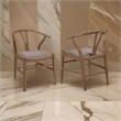 Ellie Dining Chair Set of 2- Y Shape Back- Fabric Seats- Walnut Brown