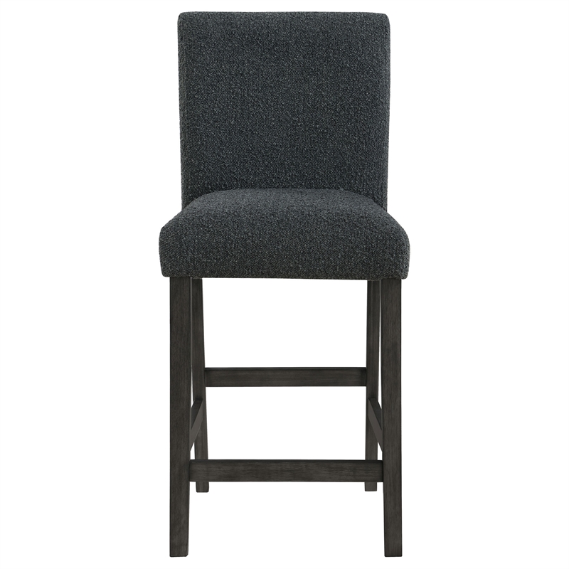 Alora Counter Height Dining Chair Set of 2- Black Boucle- Charcoal Gray
