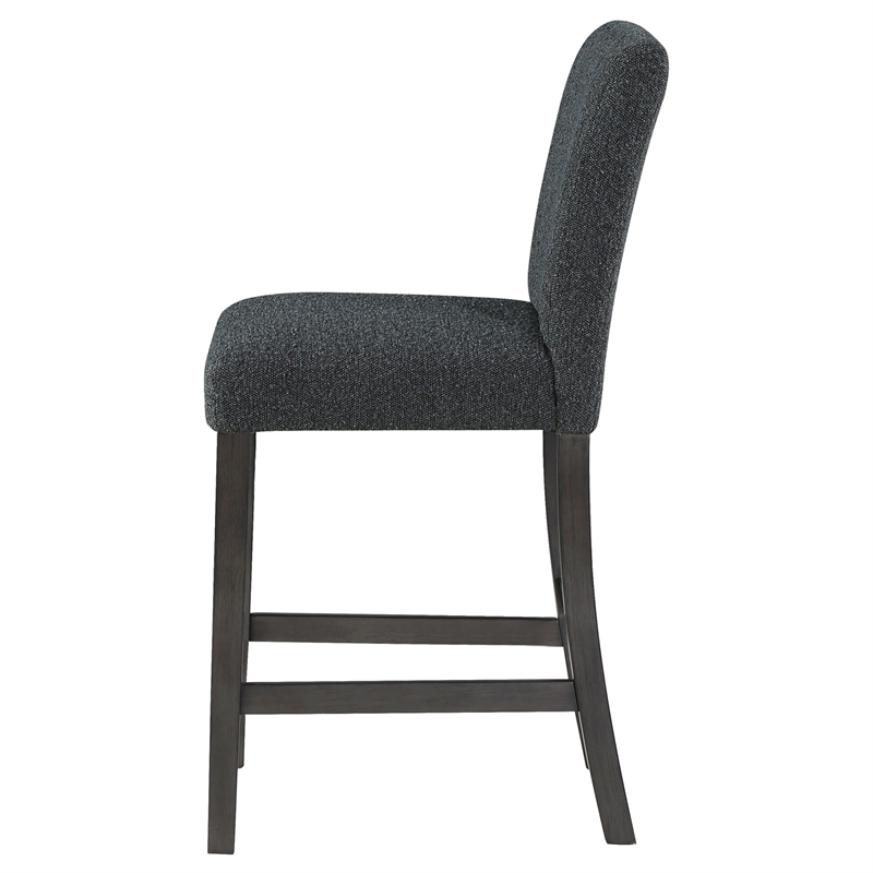 Alora Counter Height Dining Chair Set of 2- Black Boucle- Charcoal Gray