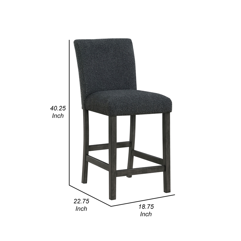 Alora Counter Height Dining Chair Set of 2- Black Boucle- Charcoal Gray