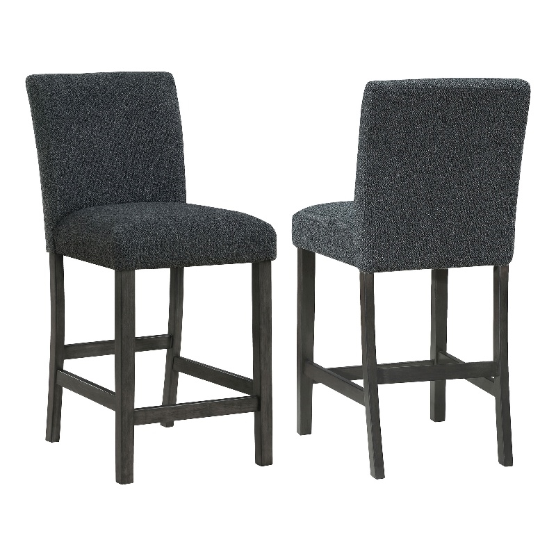 Alora Counter Height Dining Chair Set of 2- Black Boucle- Charcoal Gray