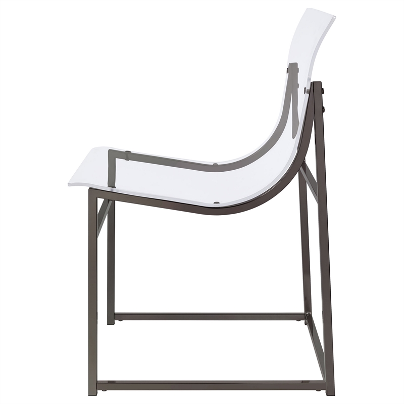 Dino Dining Chair Set of 2- Clear Acrylic Seat- Back- Black Nickel- 18 Inch