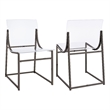 Dino Dining Chair Set of 2- Clear Acrylic Seat- Back- Black Nickel- 18 Inch