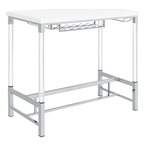 Nora Bar Height Table with Wine Storage- Acrylic Legs- White- 47 Inch
