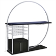 Riya Home Bar Table- LED Light- Cabinets- Wine Storage- Black- Chrome Metal
