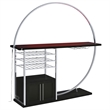 Riya Home Bar Table- LED Light- Cabinets- Wine Storage- Black- Chrome Metal