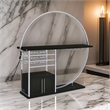 Riya Home Bar Table- LED Light- Cabinets- Wine Storage- Black- Chrome Metal