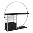 Riya Home Bar Table- LED Light- Cabinets- Wine Storage- Black- Chrome Metal