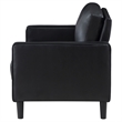 Rumi Loveseat- Black Faux Leather- Modern Track Style Arms- Foam- 54 Inch