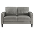 Rumi Loveseat- Gray Faux Leather- Modern Track Arms- Foam Cushions- 54 Inch