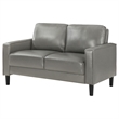 Rumi Loveseat- Gray Faux Leather- Modern Track Arms- Foam Cushions- 54 Inch
