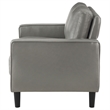 Rumi Loveseat- Gray Faux Leather- Modern Track Arms- Foam Cushions- 54 Inch