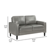 Rumi Loveseat- Gray Faux Leather- Modern Track Arms- Foam Cushions- 54 Inch