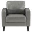 Rumi Accent Chair- Gray Faux Leather- Modern Track Arms- Foam Cushions